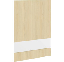 Porte de meuble aspect bois et insert en verre