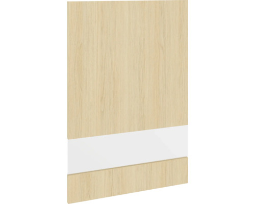 PICCANTE Smart Porte en verre à segment pour armoire haute 60 x 89,2 cm chêne clair reproduction avec bord épais "R" Porte de meuble aspect bois et insert en verre