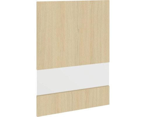 PICCANTE Smart Porte en verre à segment pour armoire haute 50 x 70 cm chêne clair reproduction avec bord épais "O" Panneau de meuble avec structure en bois et bande blanche