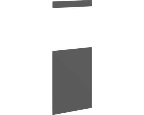 PICCANTE Smart Set de façade armoire midi pour réfrigérateur et four 1 porte pivotante et 1 cache anthracite mat avec bord épais "AK" Panneau décoratif de couleur uniforme