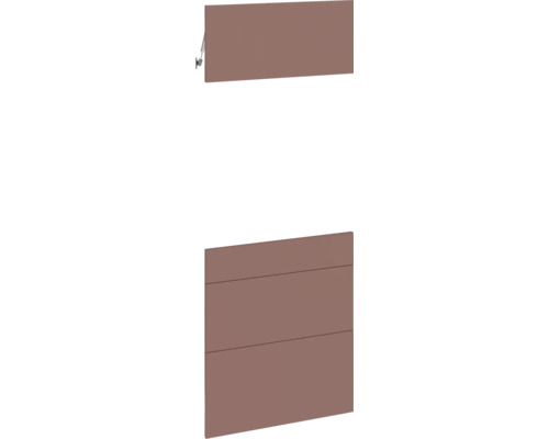 PICCANTE Smart Set de façade armoire midi pour four 1 trappe, 1 cache de tiroir et 2 caches de tablettes rouge rouille mat avec bord épais "AM" Armoire à abattant avec joints horizontaux