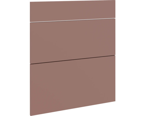 PICCANTE Smart Set de façade meuble bas 60 cm 1 cache de tiroir et 2 caches de tablettes rouge rouille mat avec bord épais "AC" Façade de cuisine