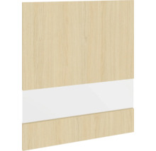 Porte d'armoire avec décor en bois et bande décorative blanche