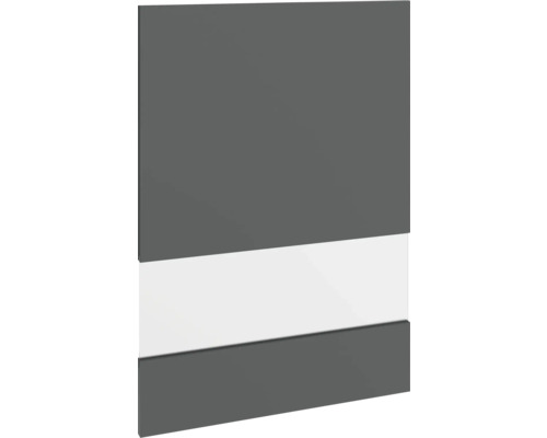 PICCANTE Smart porte en verre à segment pour armoire haute 50 x 70 cm anthracite mat avec bord épais « O » Façade de meuble avec bande transversale blanche
