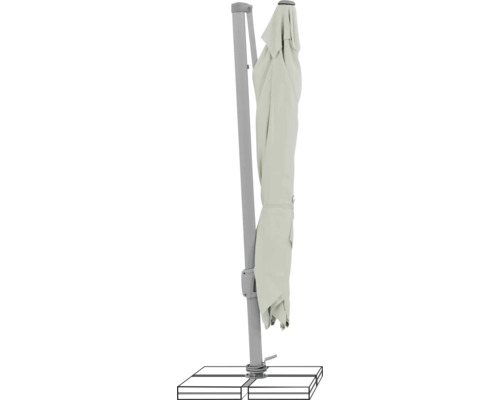 Parasol déporté fermé avec support