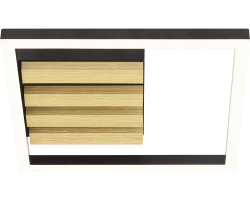 Plafonnier LED avec aspect bois et cadre rectangulaire