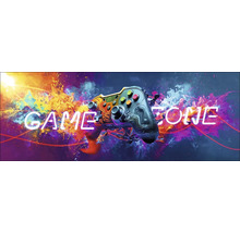 Console de jeu avec l'inscription Game Zone sur un fond coloré