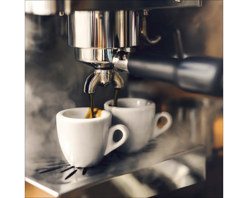 Leinwandbild Two Espressos 40x40 cm Espressomaschine bereitet zwei Tassen Espresso zu