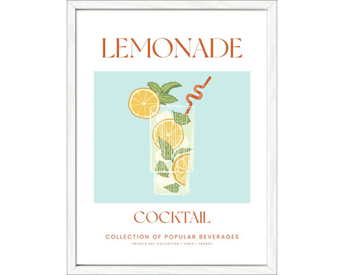 Gerahmtes Bild mit Zitronenlimonade-Cocktail-Motiv