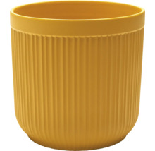 Pot de fleurs jaune avec motif rainuré
