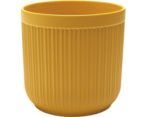 Pot de fleurs Alma céramique Ø 20,5 cm h 20 cm or Pot de fleurs jaune avec motif rainuré