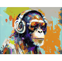 Peinture d'un singe avec casque et lunettes de soleil