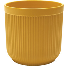Pot de fleurs jaune avec surface côtelée