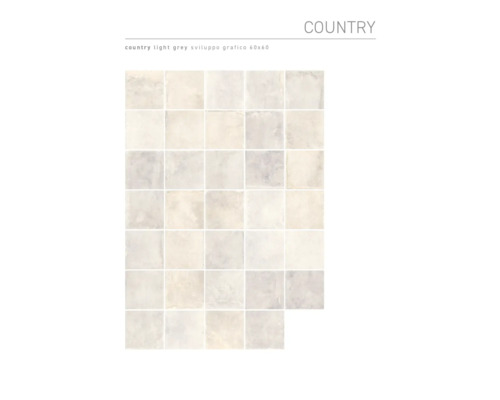 Fliesen in hellem Grau im Country Stil, Grafik Sviluppo, Format 60x60