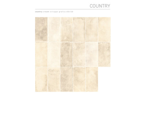 Anordnung von Country Cream Wand- und Bodenfliesen, Format 60x120