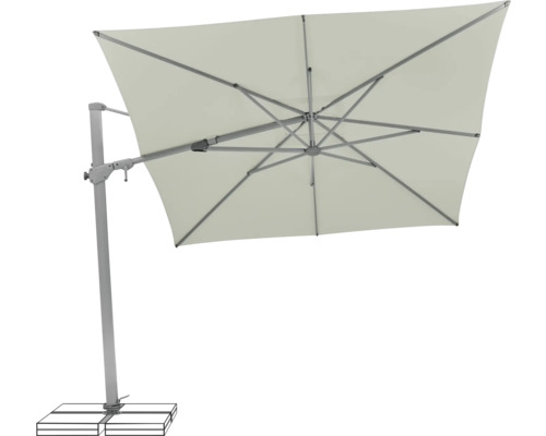 Parasol excentré avec toit d'ombrage rectangulaire et pied