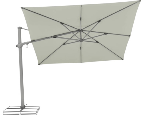 Parasol rectangulaire avec mât et pied