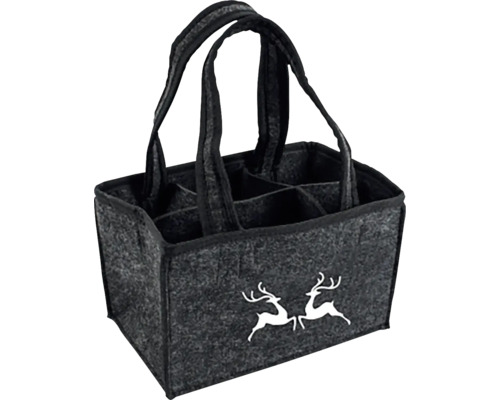 Sac à bouteilles en feutre avec six compartiments et motifs de cerfs