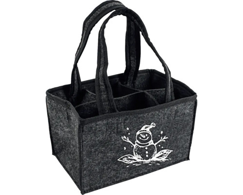 Panier de courses en feutre avec compartiments et motif bonhomme de neige