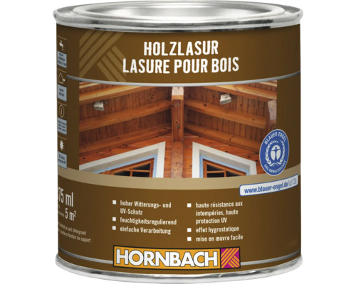 HORNBACH Holzlasur palisander 375 ml Holzlasur Dose mit Blauer Engel Siegel und Hornbach Logo
