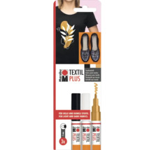 Marabu Textil Plus Stoffmalstift mit Beispielen für Textilgestaltung