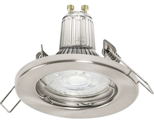 Einbaustrahler mit klarem Lampenkörper und silberfarbenem Rahmen