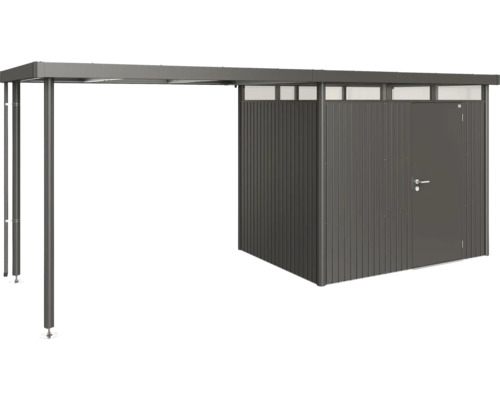 Toiture latérale biohort pour abri de jardin HighLine 2 taille S 150 x 195 cm gris foncé métallique Abri de jardin avec auvent
