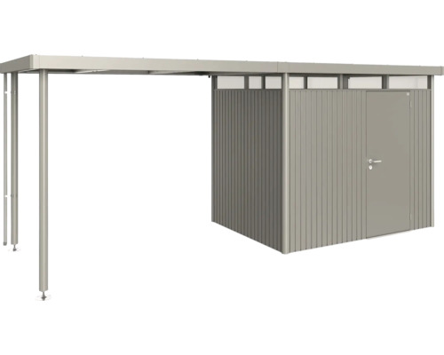 Toiture latérale biohort pour abri de jardin HighLine 2 taille S 150 x 195 cm gris quartz métallique Abri à vélos en métal avec remise à outils intégrée