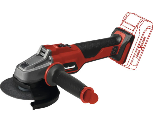 Meuleuse d'angle sans fil Einhell Power X-Change AXXIO 18/125, sans batterie ni chargeur Meuleuse d'angle sans fil Einhell avec poignée supplémentaire et disque à tronçonner