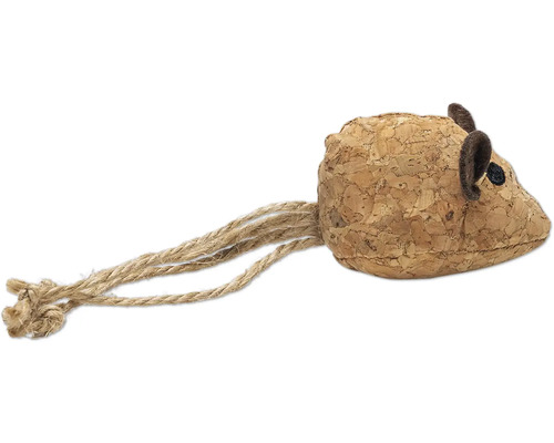 Souris jouet en liège avec queue en corde
