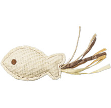 Jouet pour chat poisson en matériau tressé avec pendentifs