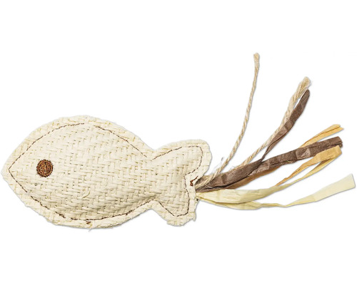 Jouet pour chat poisson en matériau tressé avec pendentifs