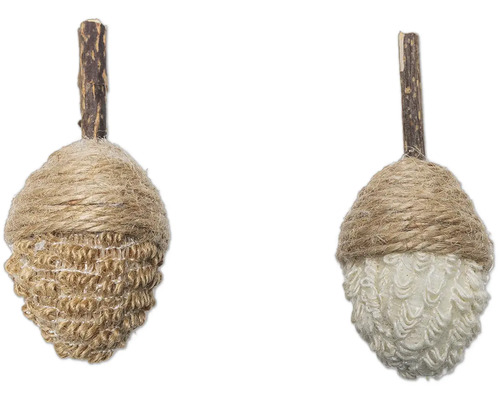 Beeztees Jouet pour chat Catnip Gland Terry 5 cm x 10 cm x 5 cm Deux glands décoratifs avec capuchon en jute et tige en bois