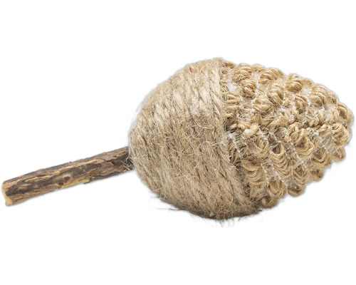 Jouet pour chat avec boule en sisal et bâton en bois