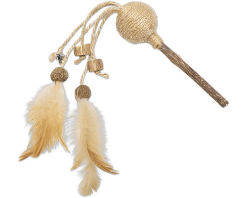 Beeztees Jouet pour chat Catnip Matatabi Ball Plumes Jute 32 cm x 4 cm x 4 cm Jouet pour chat avec plumes, balles et pièces en bois