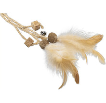 Jouet pour chat avec plumes, cubes en bois, cloche et corde