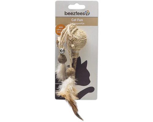 Jouet pour chat avec corde, plumes et clochette