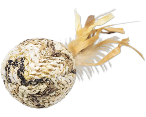 Beeztees Jouet pour chat Catnip Spielball Tuxa avec herbe à chat et plumes 10 cm x 5 cm x 4 cm Balle de jouet pour chat avec plumes