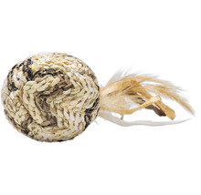 Balle de jouet pour chat en zostère avec plumes