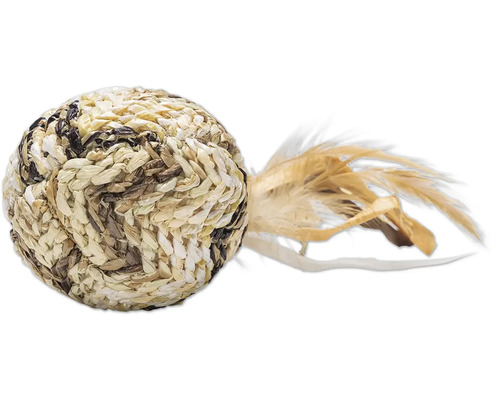 Balle de jouet pour chat en zostère avec plumes