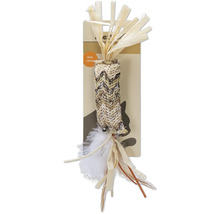 Jouet pour chat avec herbe à chat, plumes et rotin