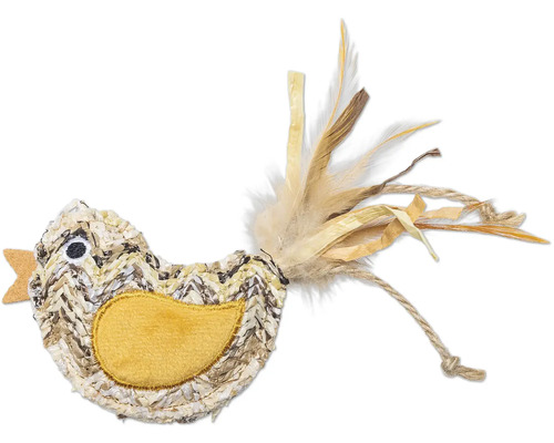 Beeztees Jouet pour chat Catnip Vogel Flity 9 cm x 17.5 cm x 1 cm Figurine décorative d'oiseau avec des plumes et des fibres de jute