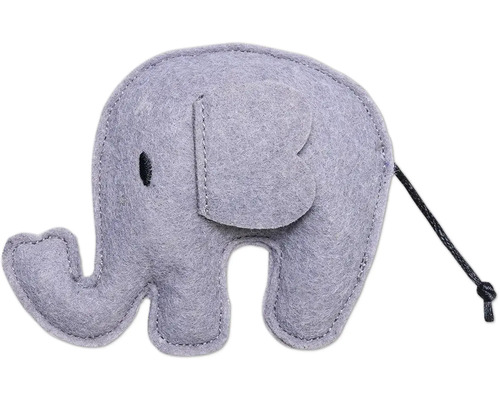 Beeztees Jouet pour chat Éléphant Noddi en feutre 15 cm x 8 cm x 2 cm Éléphant gris en feutre avec cordon