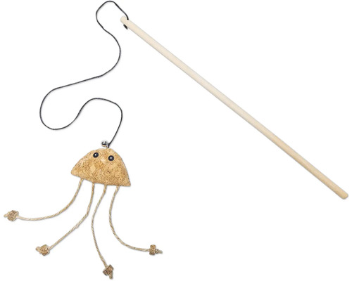 Beeztees Jouet pour chat Canne à pêche pieuvre Tako Matatabi 40 cm Canne à pêche pour chat avec pendentif en liège et bâton en bois