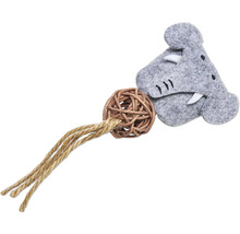 Jouet pour chat avec tête d'hippopotame en feutre, balle en osier et corde