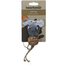Jouet pour chat Beeztees avec motif éléphant et balle en rotin