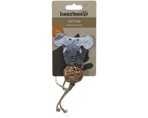 Jouet pour chat Beeztees avec motif éléphant et balle en rotin