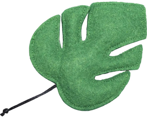 Beeztees Jouet pour chat Feuille de jungle 13 cm x 7 cm x 1 cm Feuille de Monstera en feutre avec cordon