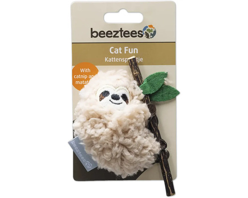 Logo Beeztees. Jouet pour chat paresseux avec herbe à chat et matatabi.