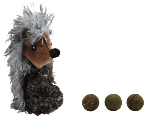 Beeztees Jouet pour chat Jouet hérisson avec balle à l'herbe à chat 11 cm x 3 cm x 3 cm Hérisson jouet avec trois boules d'herbe à chat